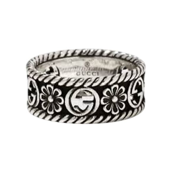 Gucci Sterling Silver GG Flower Ring w/Box & Dustbag Size 6.5 - Picture 1 of 11